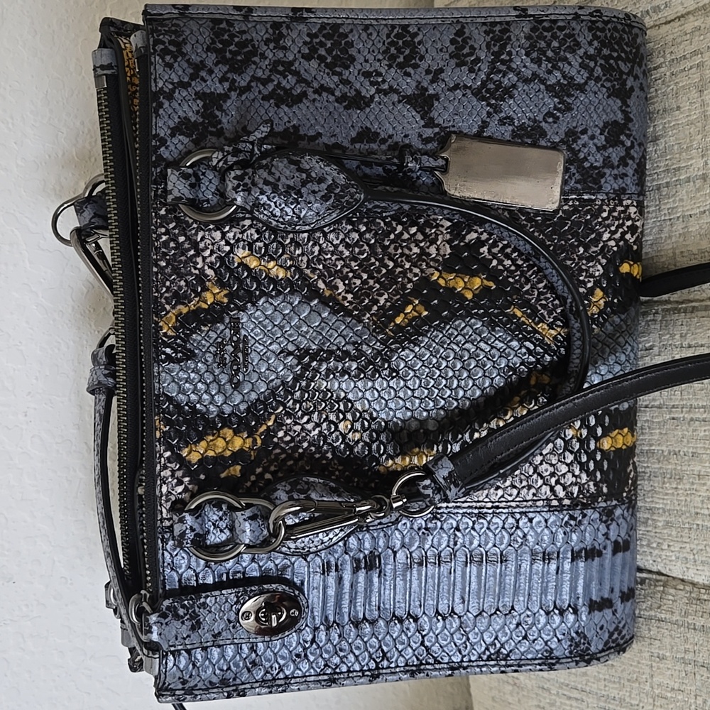 New Coach Crosby Tote In Exotic Embossed Leather